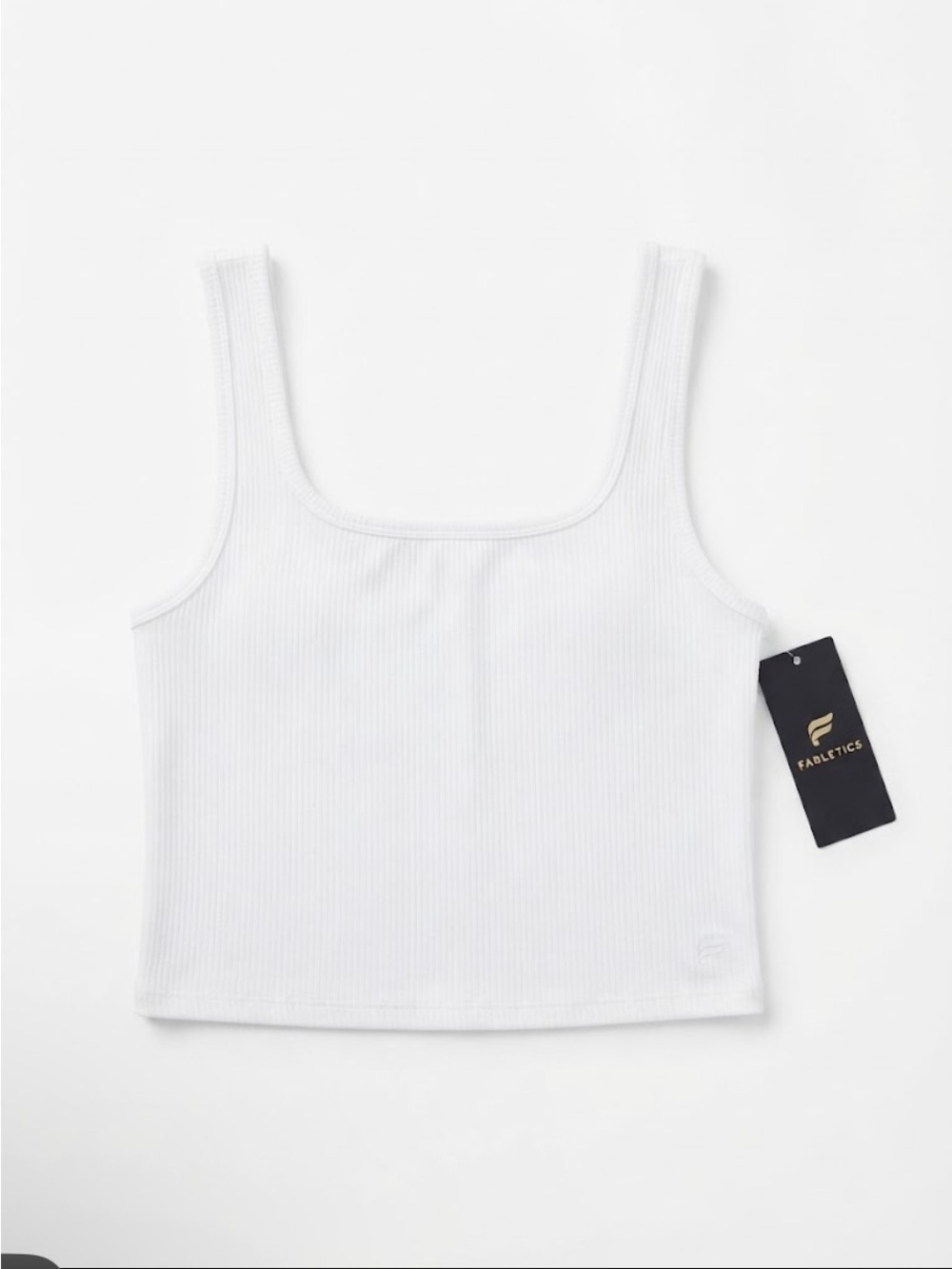 New- Fabletics White Ribbed Square-Neck Tank Top